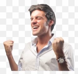 Handsome Man With Clenched Fists - Excited Person Transparent Background png