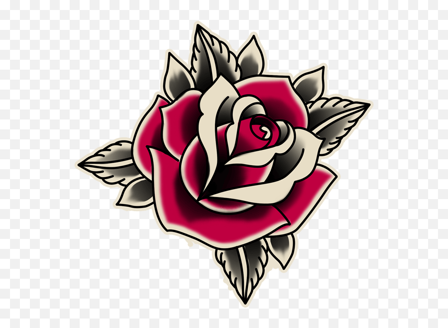 Old Sticker Free Clipart Hq - Old School Rose Tattoo Drawing Png,Rose Tattoo Png
