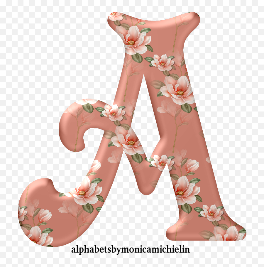 Monica Michielin Alphabets Soft Salmon Magnolia Flower - Alphabets A With Green Background Png,Magnolia Icon