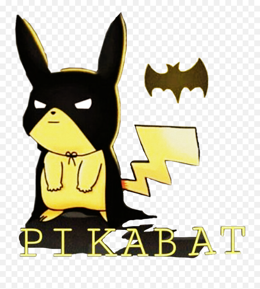 Pikachu Pokemon Batman Mask Word Text Funny Sticker Clipart - Pikachu Png,Batman Mask Transparent