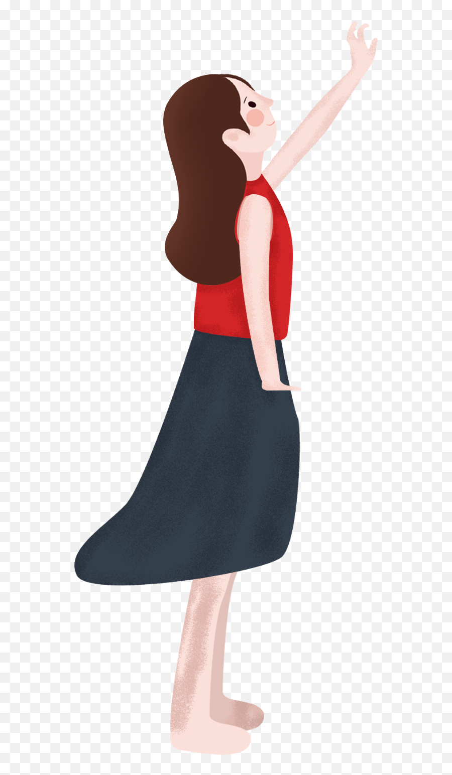 Dress Reach Long Hair Cartoon Png And Psd - Cartoon Person,Hand Reaching Out Transparent