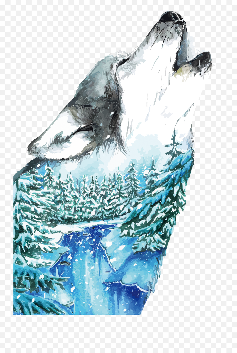 Canvas Art Poster Watercolor Vector - Watercolor Wolf Painting Png,Wolf Png