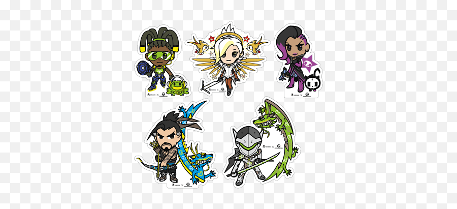 Blizzard Overwatch X Tokidoki Set 2 - 5 Decal Stickers Mercy Hanzo Genji Lucio Ebay Mercy X Genji Overwatch Png,Overwatch Mercy Png