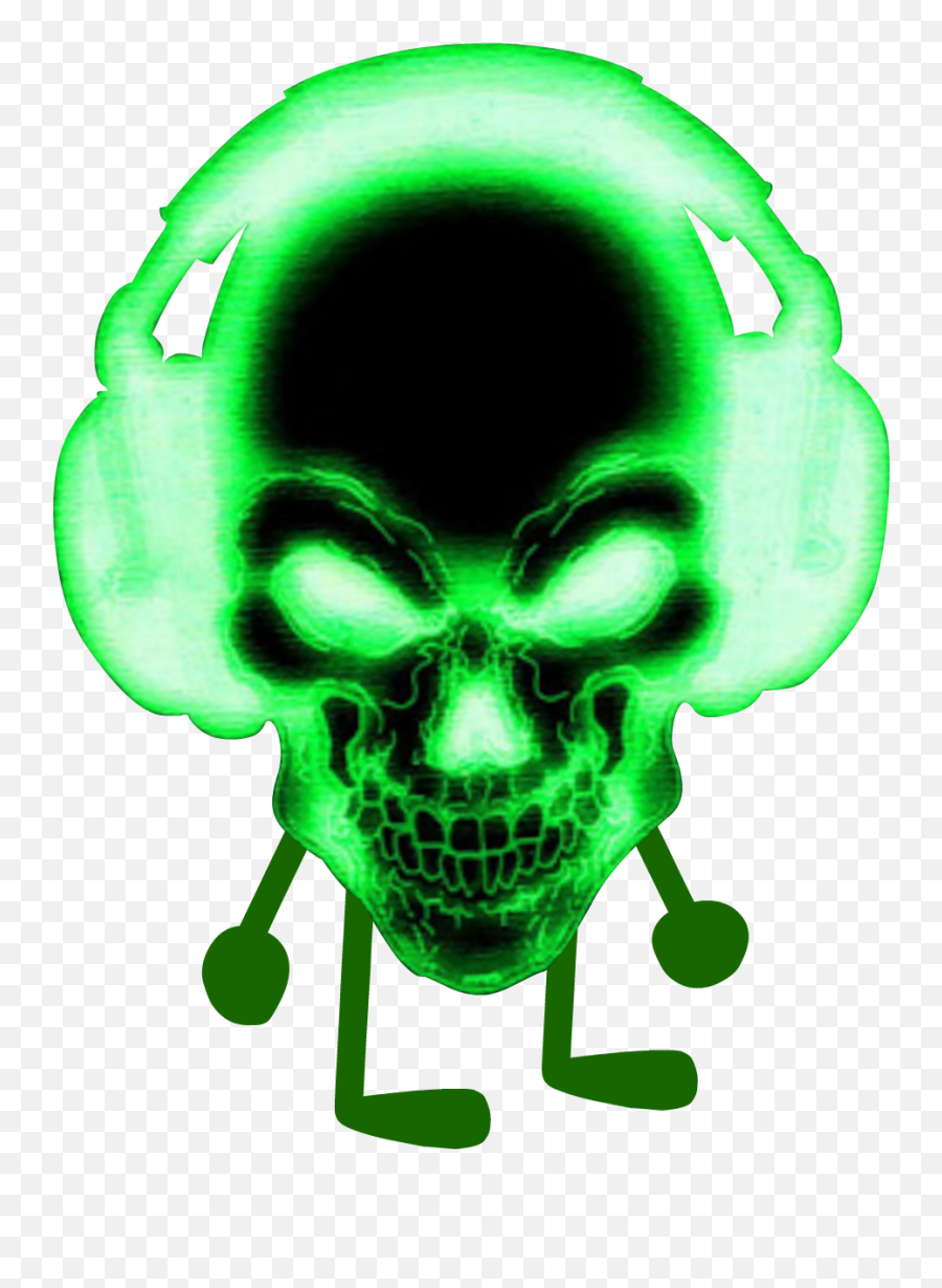 Green Skull With Headphones Clipart - Object Filler Again Png,Pile Of Skulls Png