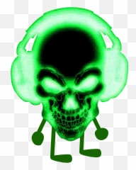 Green Skull With Headphones Clipart - Object Filler Again Png,Pile Of Skulls Png
