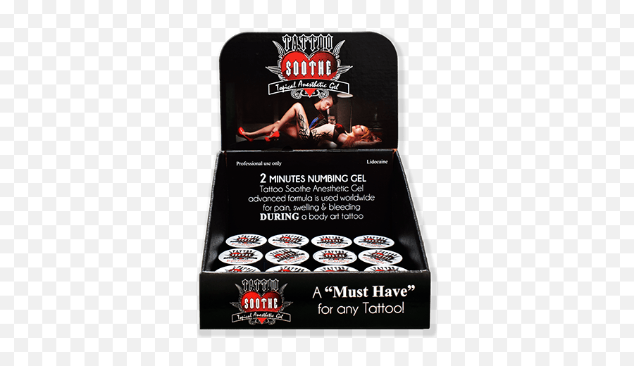 Tattoo Soothe Gel Display U2014 Topical Anesthetic 12 Jars - Flyer Png,Teardrop Tattoo Png