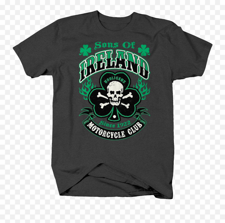Details About Sons Of Ireland Motorcycle Club Hooligans Skull T Shirt For Men - Cockfighting Shirt Designs Png,Hooligans Logo