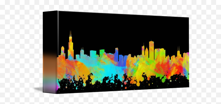 Chicago Skyline Silhouette I - Vertical Png,Chicago Skyline Silhouette Png