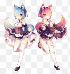 Rezero Rem Ram Anime Manga Videogames Sticker By Juan - Rem And Ram Subaru png