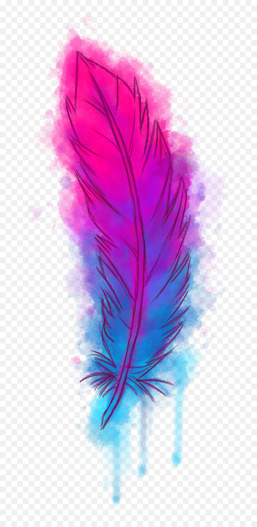 Free Transparent Watercolor Flowers Png - Watercolor Pink Feather Png,Feather Drawing Png