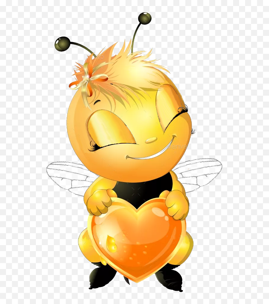 Pin - Bee Cartoon Pic With Heart Png,Bee Emoji Png