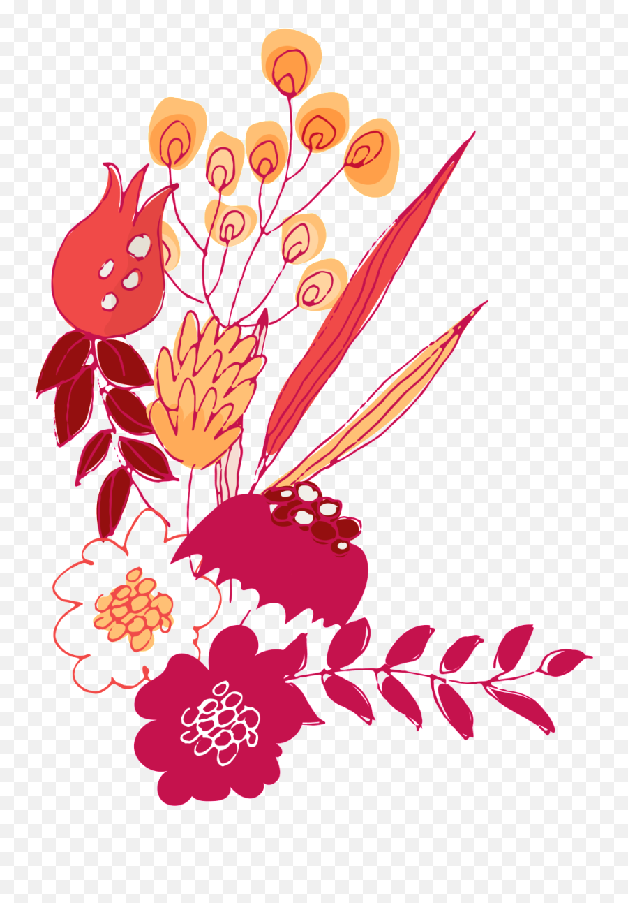 Download Hand Drawn Pomegranate Flower Png Transparent - Clip Art,Pomegranate Transparent