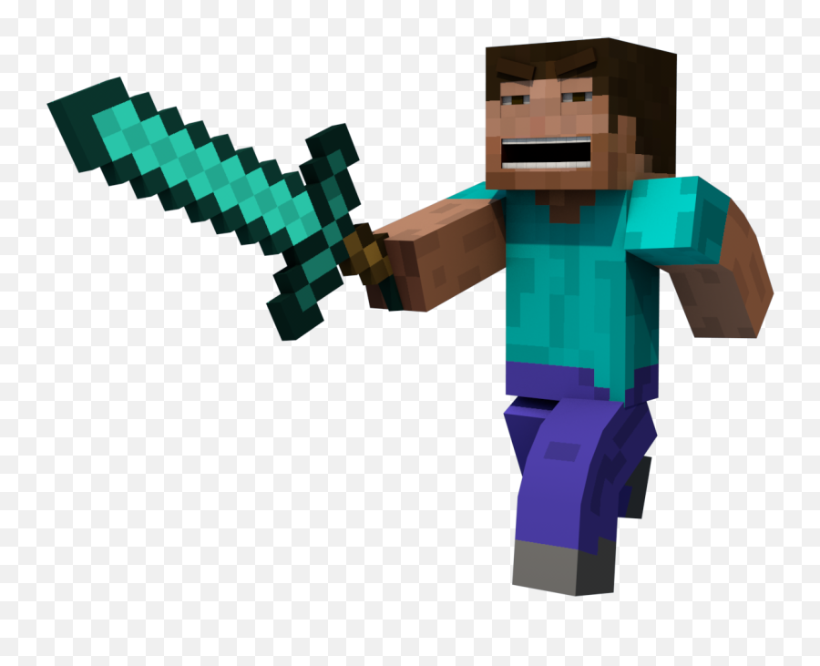 Picture - Minecraft Steve With Diamond Sword Png,Minecraft Diamonds Png ...