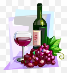 Clip Art With Transparent Background - Red Wine Bottle And Glass Clipart png