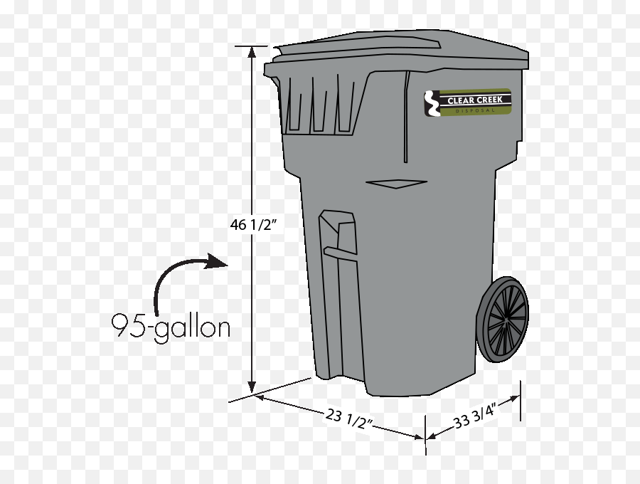95 - Gallontrashcart Clear Creek Disposal School Garbage Bin Dimensions Png,Trash Transparent
