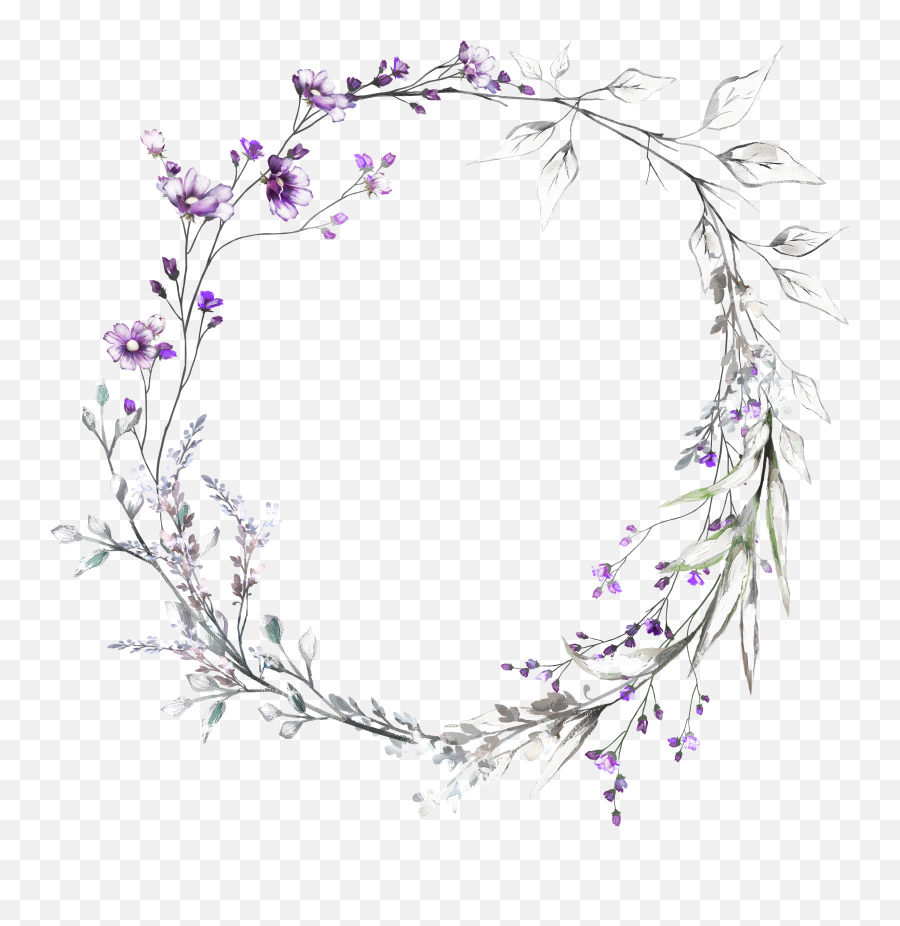 H927 Flower Watercolor Drawing Wreath Full - Lavender Drawing Png,Watercolor Wreath Png