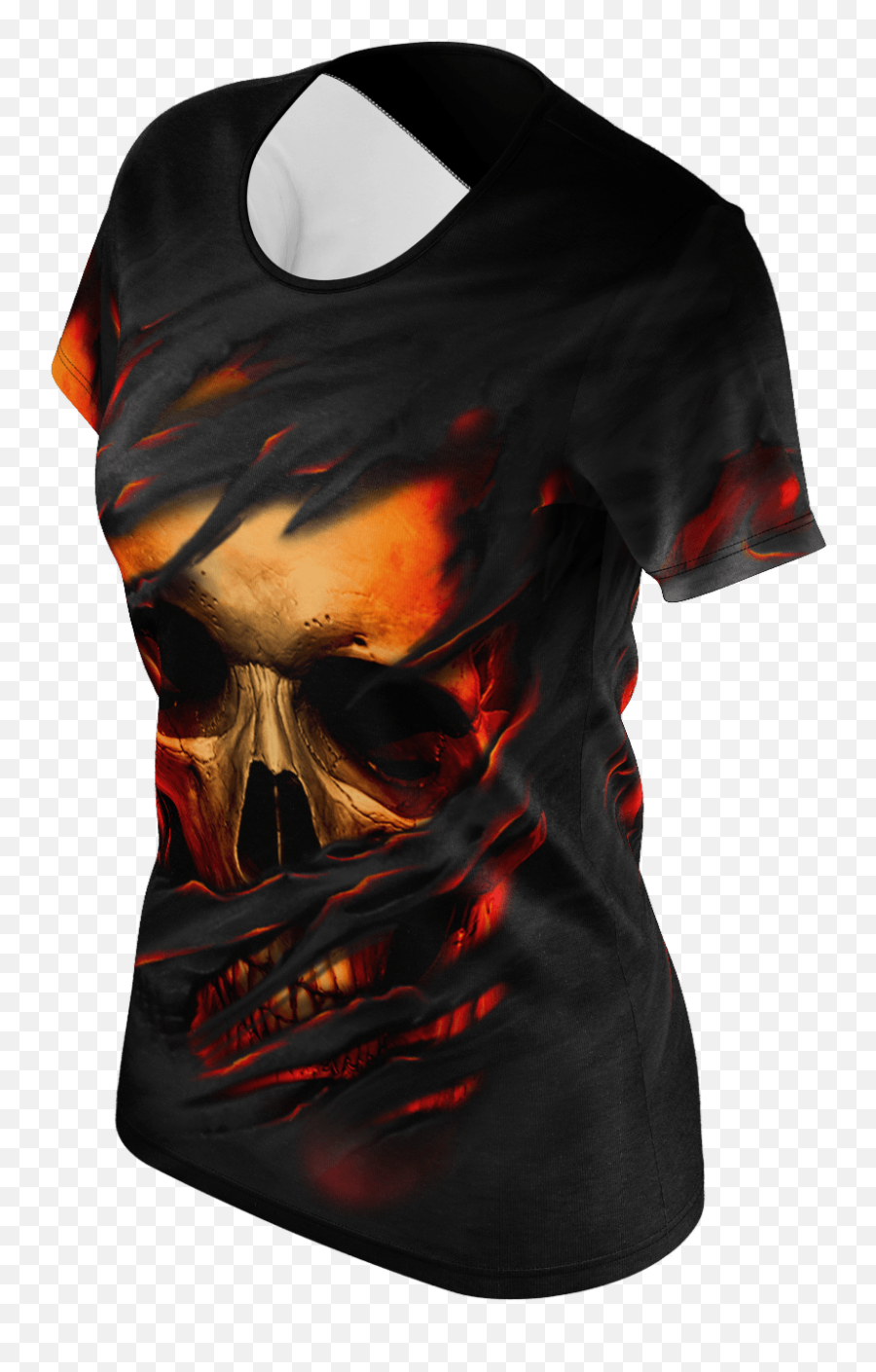 Download Ripped Face Skull Womenu0027s T - Shirt Blouse Png Skull,Skull Face Png