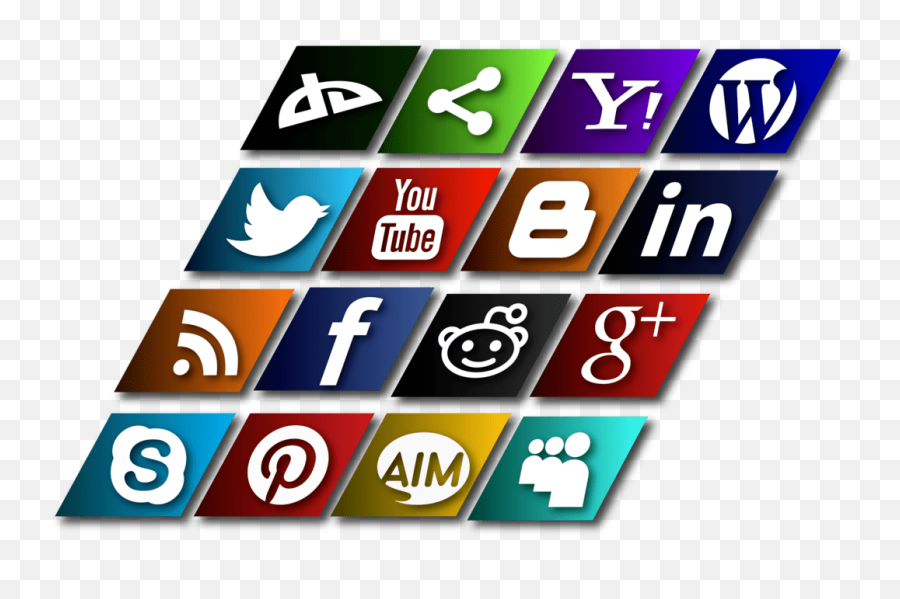 Slanted Social Media Icons Vector - Social Media Icons Icon Png,Media Icon Vector