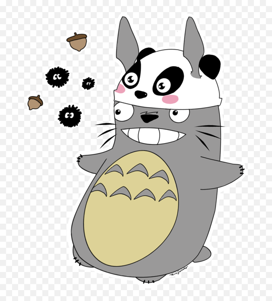 Giant Panda Cat Cartoon Drawing Fan Art - Gato Panda Dibujo Animado Png,Totoro Png