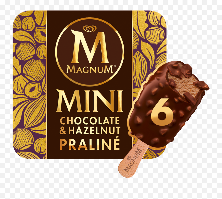 Magnum Mini Chocolate And Hazelnut Praline Ice Cream 6 X 55ml - Chocolate Hazelnut Praline Magnum Png,Hazelnut Png
