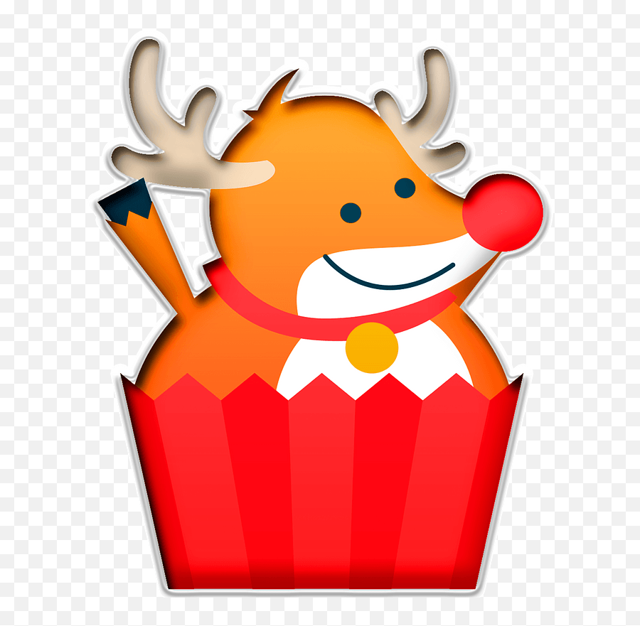 Reindeer In Cupcake Clipart Free Download Transparent Png - Rena Na Caixa De Presente Natal Png,Cupcake Clipart Png