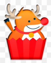 Reindeer In Cupcake Clipart Free Download Transparent Png - Rena Na Caixa De Presente Natal Png,Cupcake Clipart Png