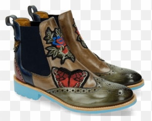 Amelie 44 Clear Water Oxygen Moroccan Blue Lilac Embrodery - Chelsea Boot Png,Boot Transparent