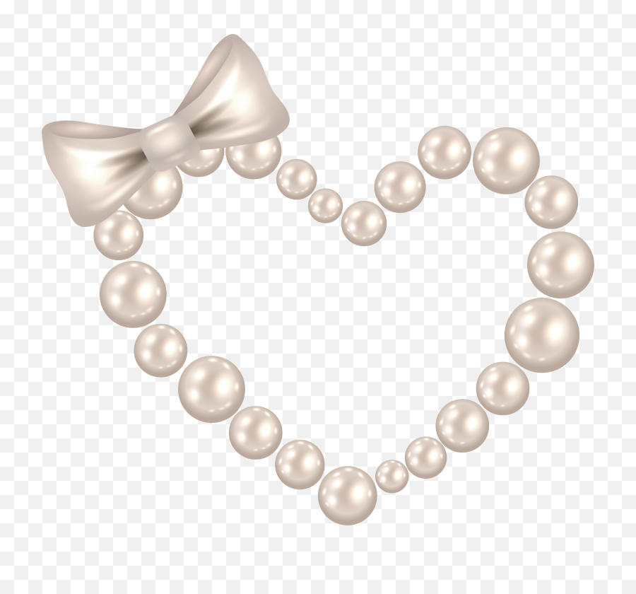 Pearl Heart With Bow Transparent Png - Pearls Clip Art,Pearl Transparent Background