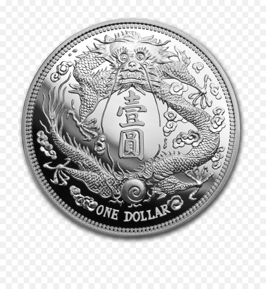 2019 1 Oz China Long - Whiskered Dragon Dollar Four 999 Silver Restrike Premium Uncirculated Silver Coin Png,One Dollar Png