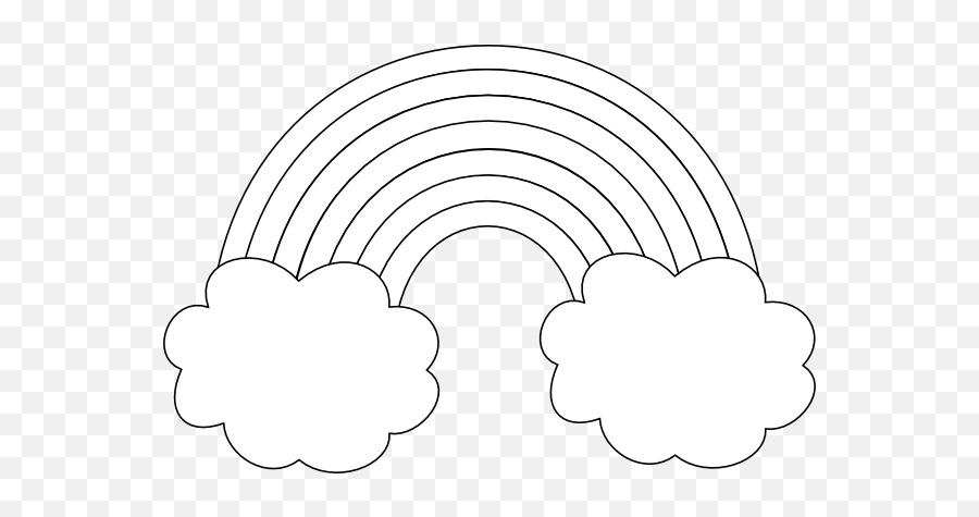 Rainbow With Clouds Outline Clip Art - Png Transparent Rainbow Clipart Black And White,Rainbow Vector Png