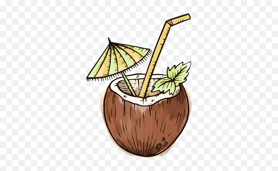 Coconut With Umbrella Watercolor - Transparent Png U0026 Svg Coco Png,Coco Png