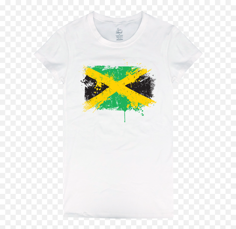 Ladies U0027painted Jamaican Flagu0027 Spandex Jersey T - Shirt Short Sleeve Png,Jamaican Flag Png