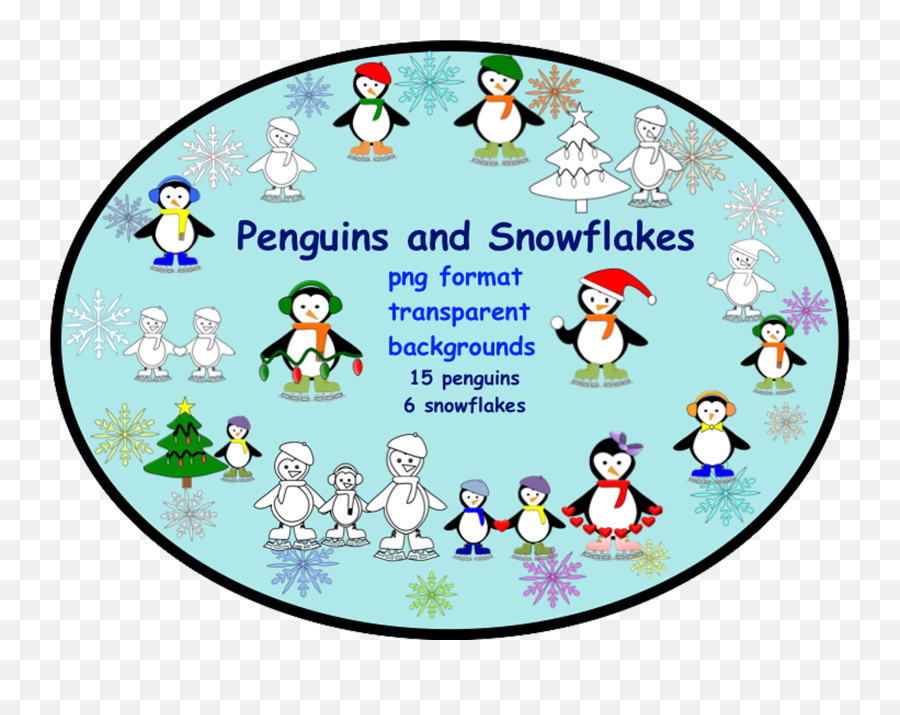 15 Penguins And 6 Snowflakes Clip Art In Png Format With - Smiley Face Clip Art,Teaching Png