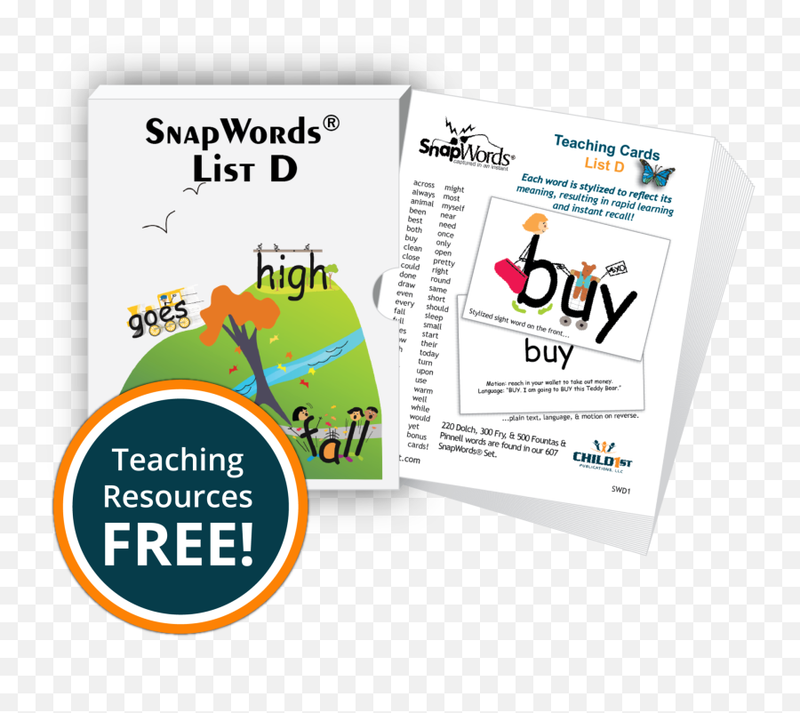 Snapwords List D Teaching Cards - Horizontal Png,Reverse Card Png
