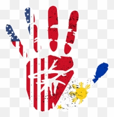Usa Philippines Handprint Flag Proud Filipino American Heritage Biracial Roots Culture Descendents Throw Pillow - Dot Png,Filipino Flag Png