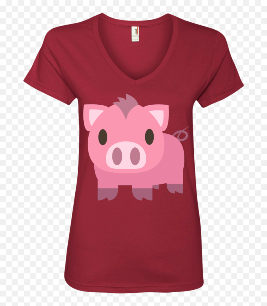 Pig Emoji Ladiesu0027 V - Neck Tshirt U2013 That Merch Store Png,Pig Emoji Png