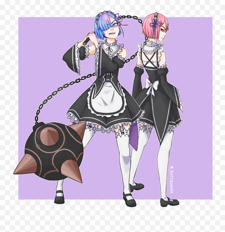 Rem And Ram Artist Is Me - Fanart Hime Cut Png,Rem Transparent