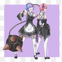 Rem And Ram Artist Me - fanart Hime Cut png
