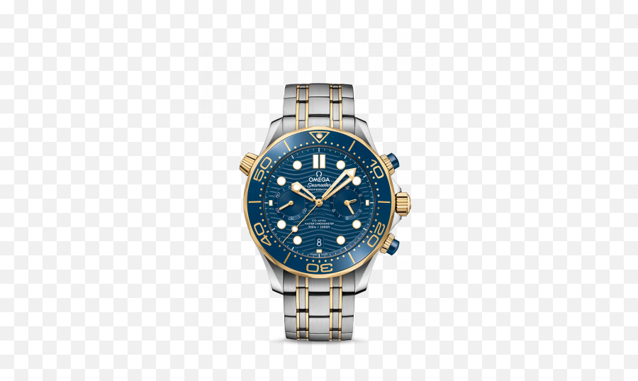 Omega Seamaster Diver 300m Chronograph Co - Axial Master Chronometer Stainless Steel Yellow Gold Blue Bracelet Omega Seamaster Diver 300m Co Axial Master Chronometer Chronograph 44mm Png,Omega Icon