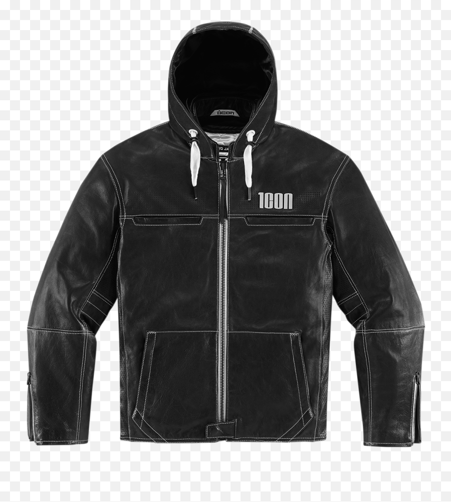 Icon 1000 The Hood Jacket - Black Leather Motorcycle Icon 1000 Hoodie Jacket Png,Icon Jacket Liner