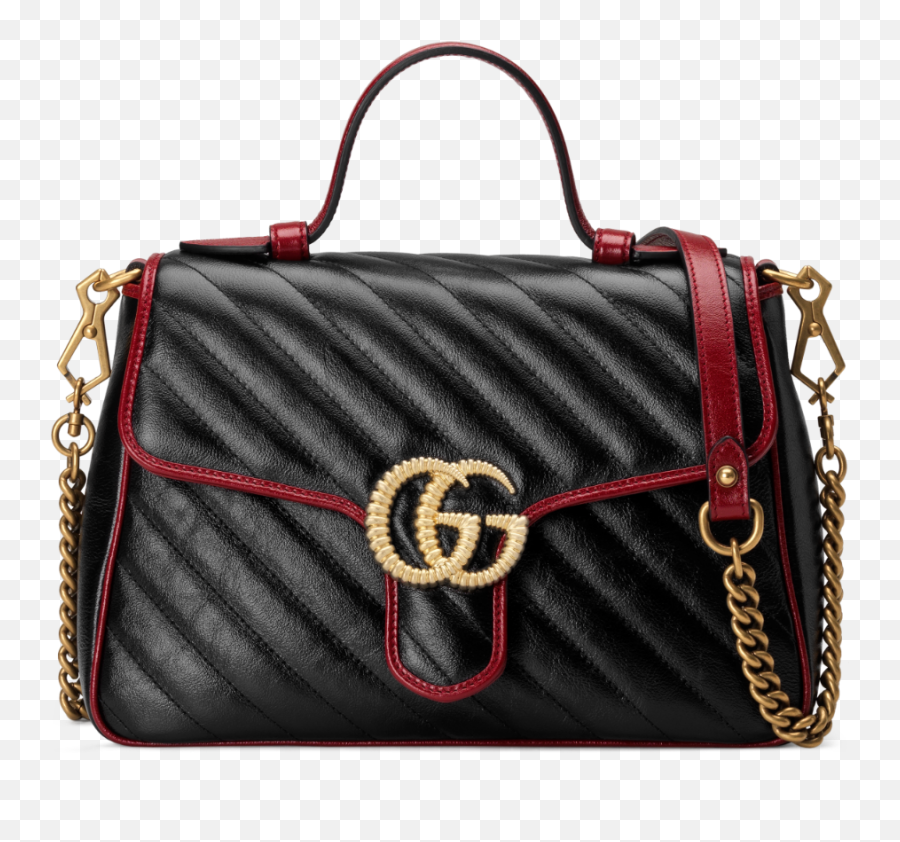 Gucci Gg Marmont Small Top Handle Bag - Gucci Marmont Mini Black Red Png,Gucci Icon Gucci Signature Wallet