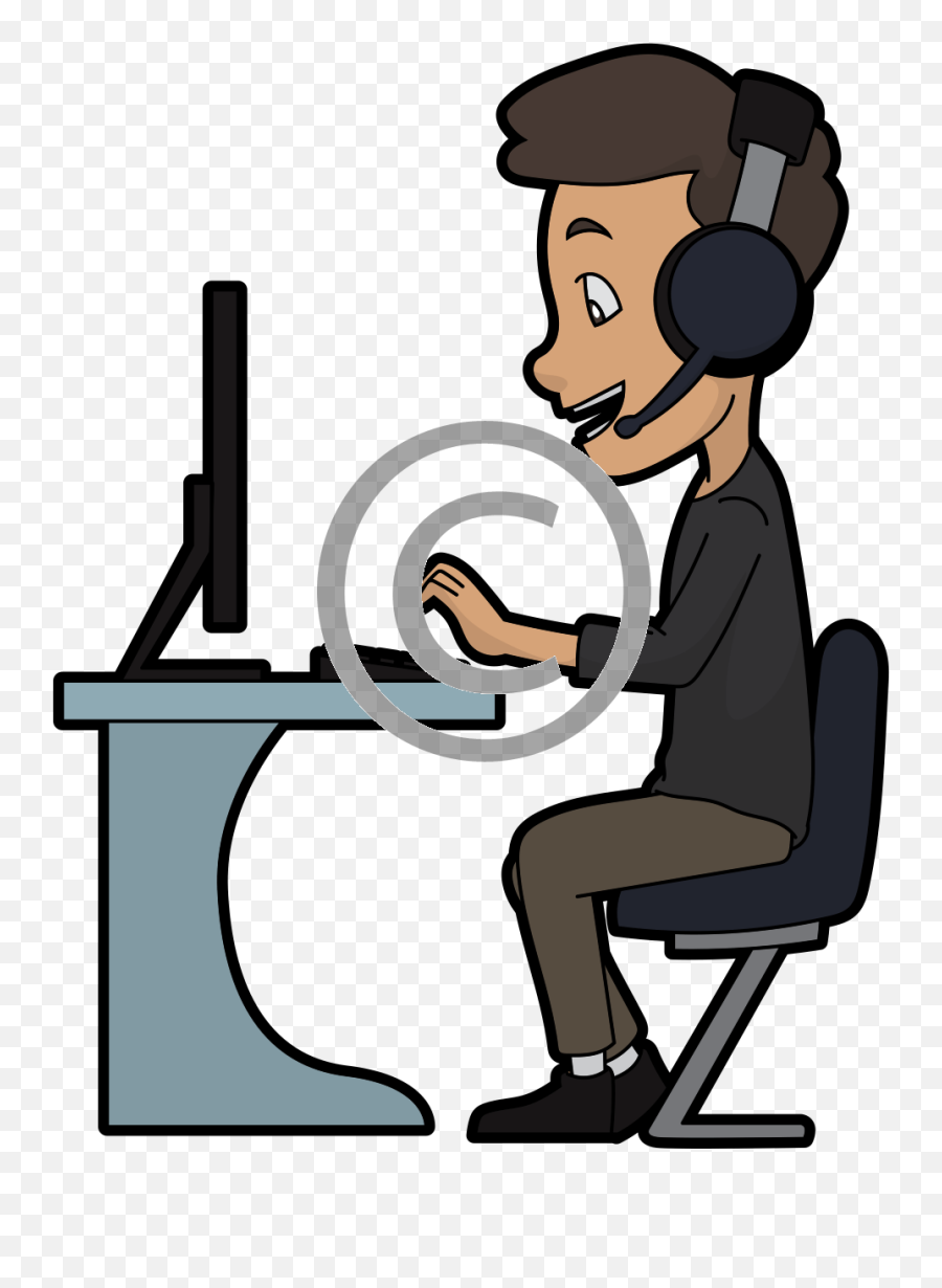 Download Hd Png - Cartoon With Guy In Computer Transparent Call Center Agent Cartoon Png,Cartoon Computer Png