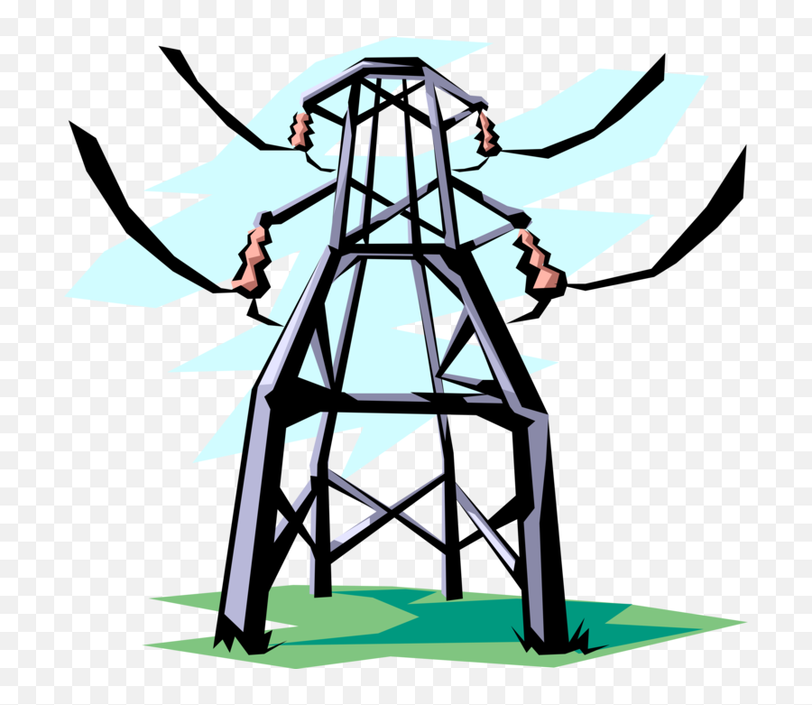 Transmission Tower Distributes Electricity - Vector Image Power Electricity Vector Png,Power Lines Png