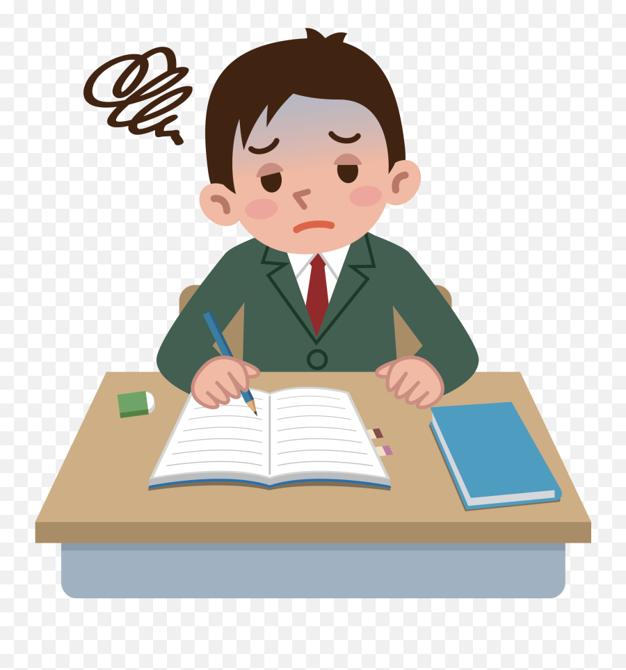 Teen Doing Homework Clipart - Student Stress Png Cartoon,Homework Transparent