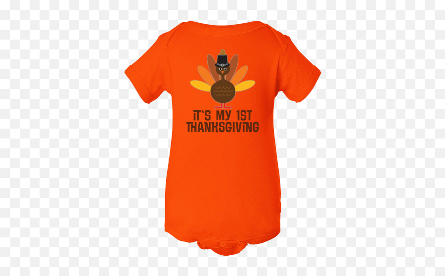 My 1st Thanksgiving Turkey Infant Creeper - Orange Short Sleeve Png,Pilgrim Hat Icon