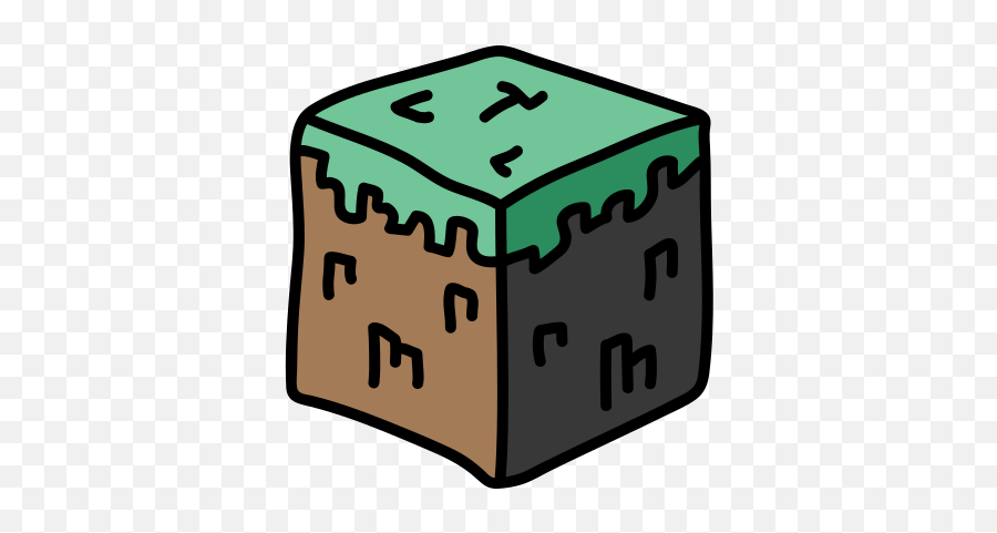 Minecraft Grass Cube Icon In Doodle Style - Cubo De Minecraft Png,Grass Type Icon
