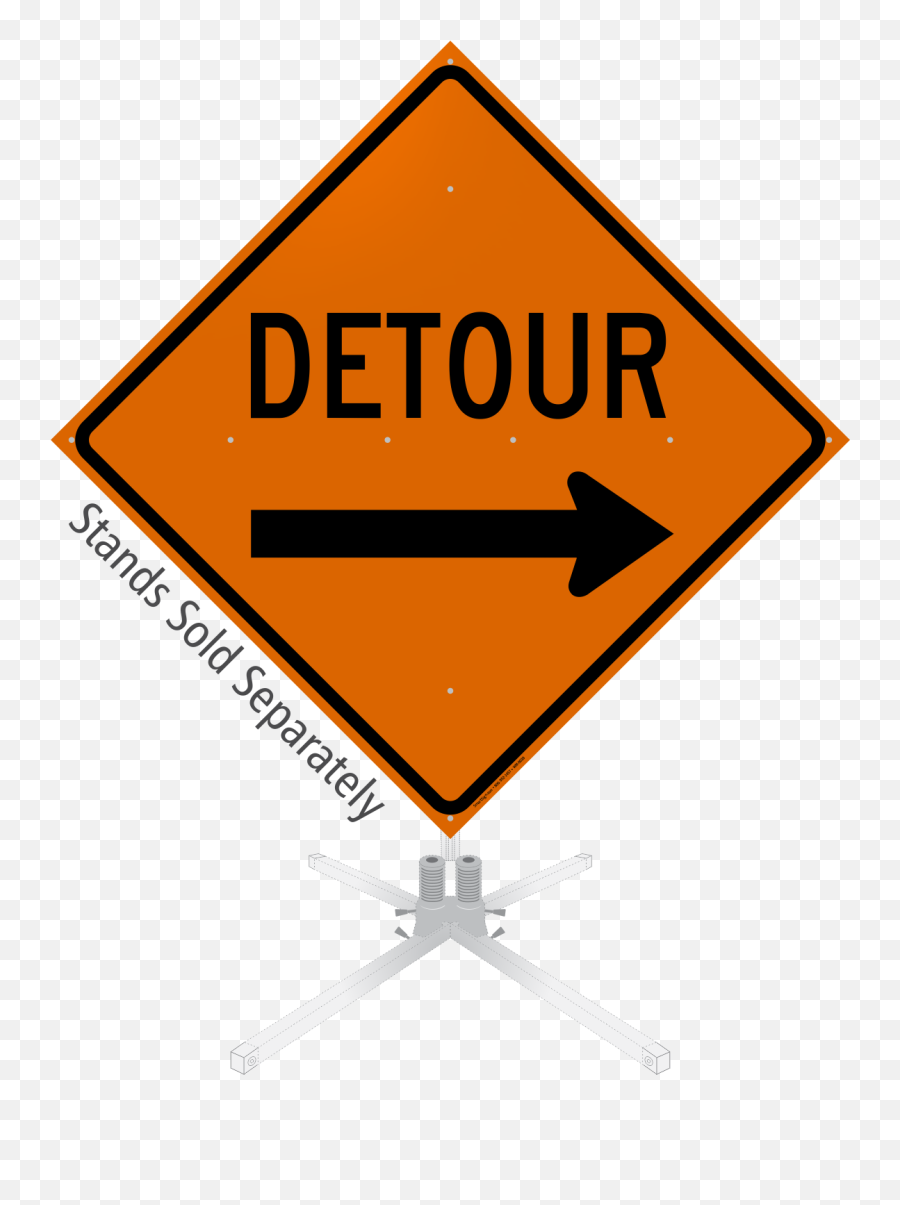 Make Detours Simpler With Our Directional Detour Sign So That There Is No Confusion While Navigating The Path - Available In 3 Retroreflective Detour Ahead Sign Png,Pedestrian Icon