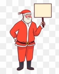 Santa Holding Sign Board Transparent Png U0026 Svg Vector - Papai Noel Segurando Placa