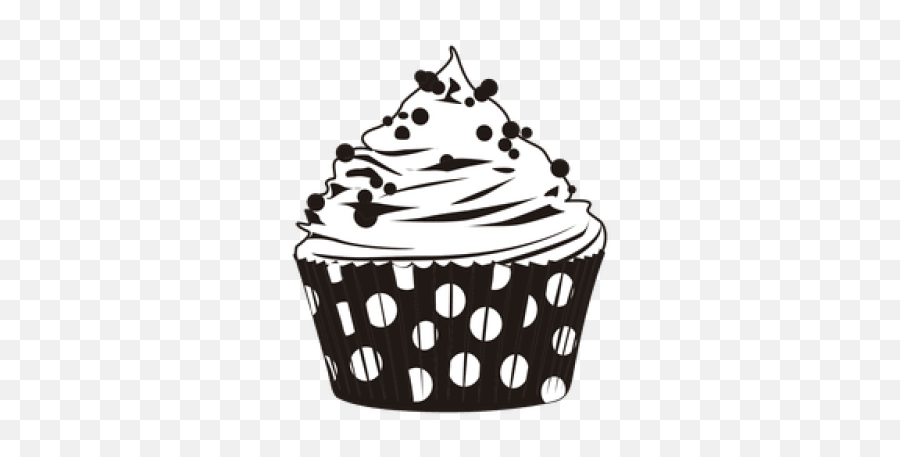 Download Free Png White Cupcake And Black Clipart Images - Cupcake Vector Drawing Png,Cupcake Clipart Png