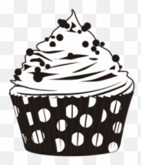 Download Free Png White Cupcake And Black Clipart Images - Cupcake Vector Drawing Png,Cupcake Clipart Png